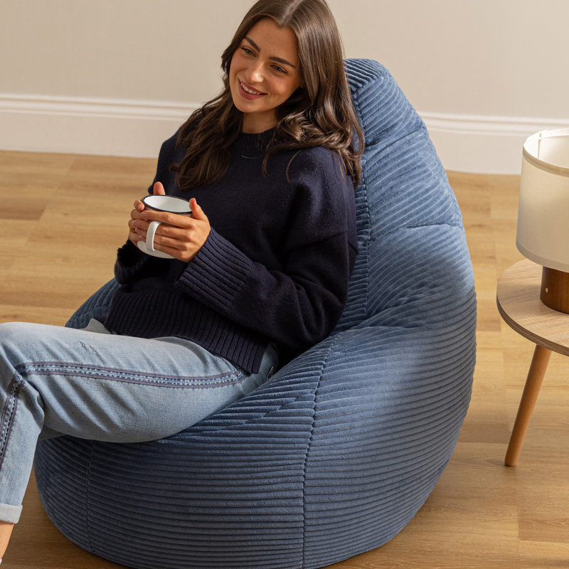 icon Dalton Medium Beanbag Corduroy Navy Blue, Blue