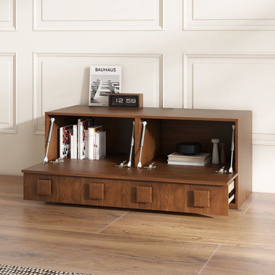 Modern Retro Solid Wood TV Stand with Ample Storage Space for Living Room, 2 Pcs