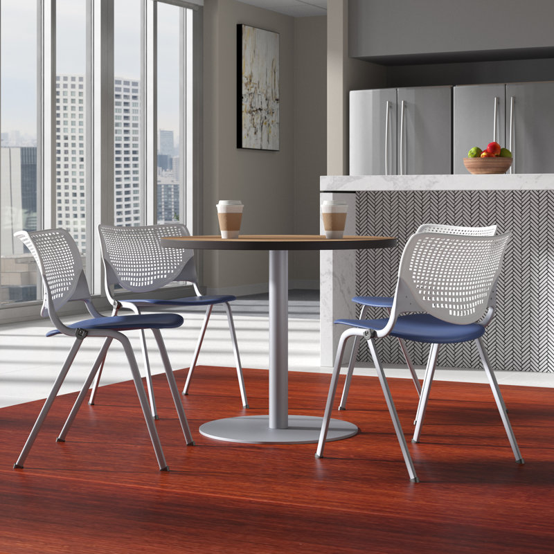 Ensemble de table de salle à manger avec 4 chaises empilables Kool Mode, H 29 po x L 36 po x l 36 po, Teck / corail