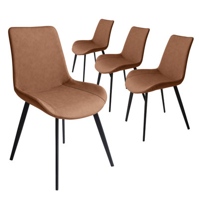 Sabrina Upholstered Upholstered Back Side Chair in Brown( 4 Chairs)