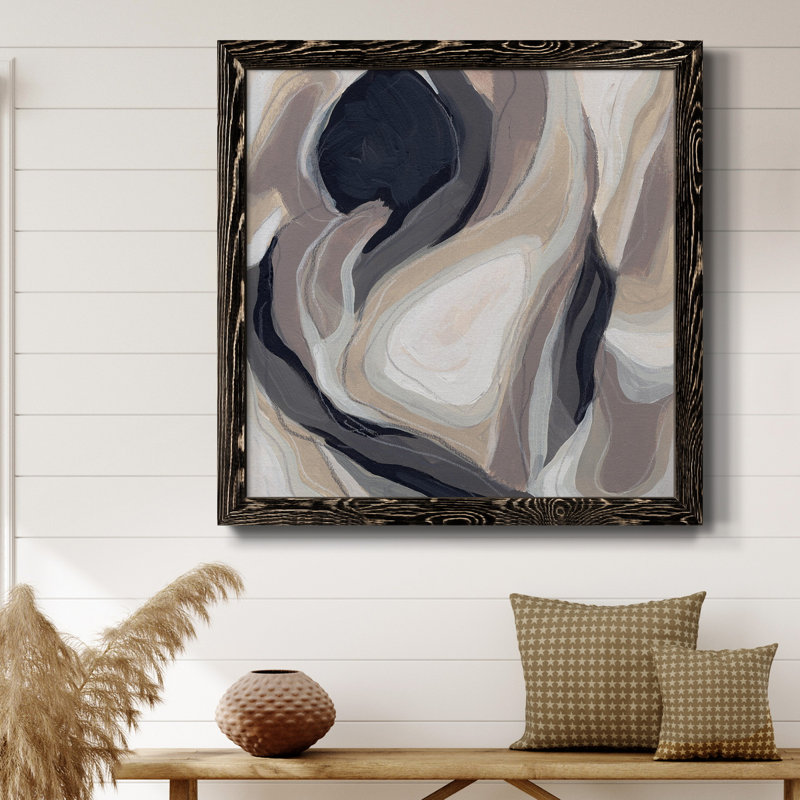 Stone Ripple II - Toile encadrée de qualité supérieure - prête à être accrochée, H 27,5 po x l 27,5 po x P 1,5 po, Noir