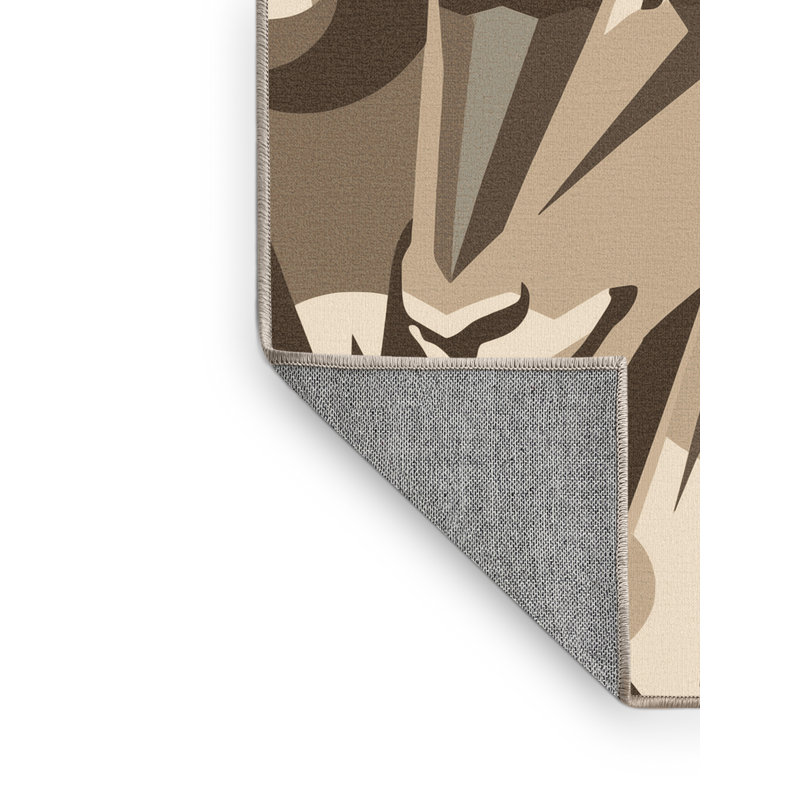 Machine Washable Orlena Bold & Eclectic Modern Starburst Rug in Brown – Beige Binding, 2x5