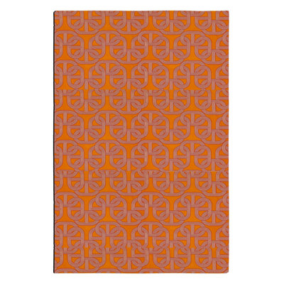 Chain Theme Orange Woven Base Machine Washable Rug