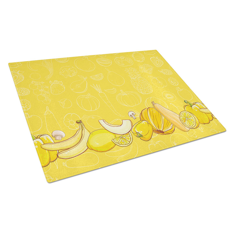 Planche à découper en verre à fruits et légumes jaune