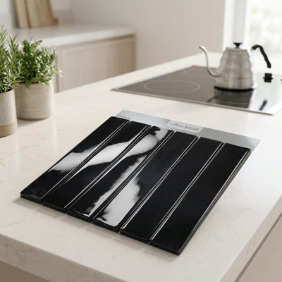 10 Sheet Peel Stick Black Backsplash Tiles for Kitchen Bathroom Laundry RV Wall Decor, Thickened Waterproof