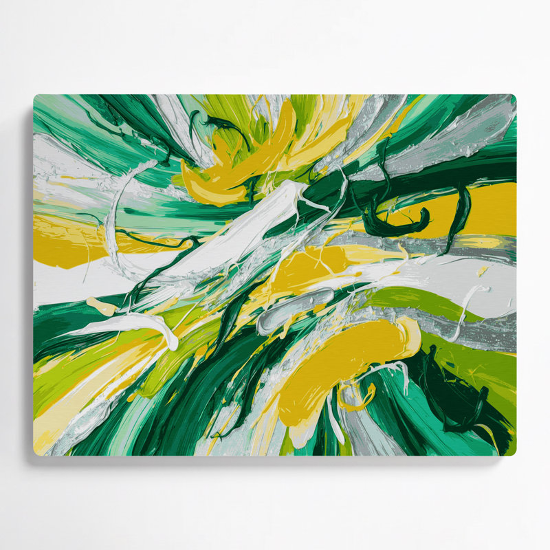 «Lyrical Abstraction 94», art mural en métal vert, H 11 po x l 14 po