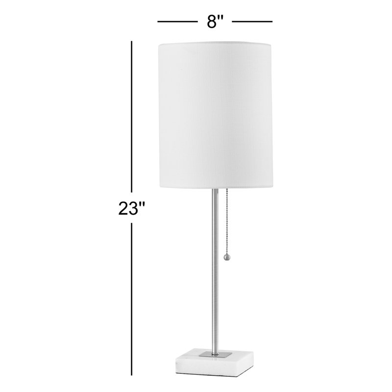 Lampe de table blanche 23 po Reed, Laiton antique