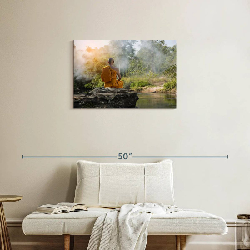 Moine bouddhiste Adella, méditation naturelle, H 20 po x l 30 po