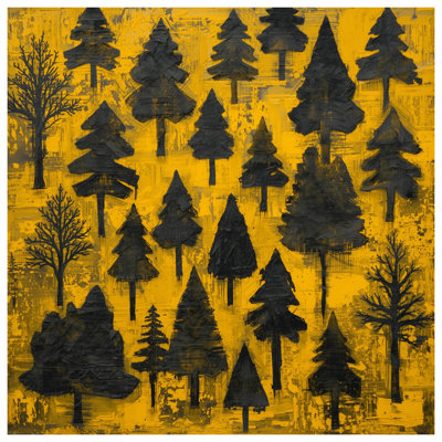 Tapisserie «Trees On Yellow» - Décoration murale arbres
