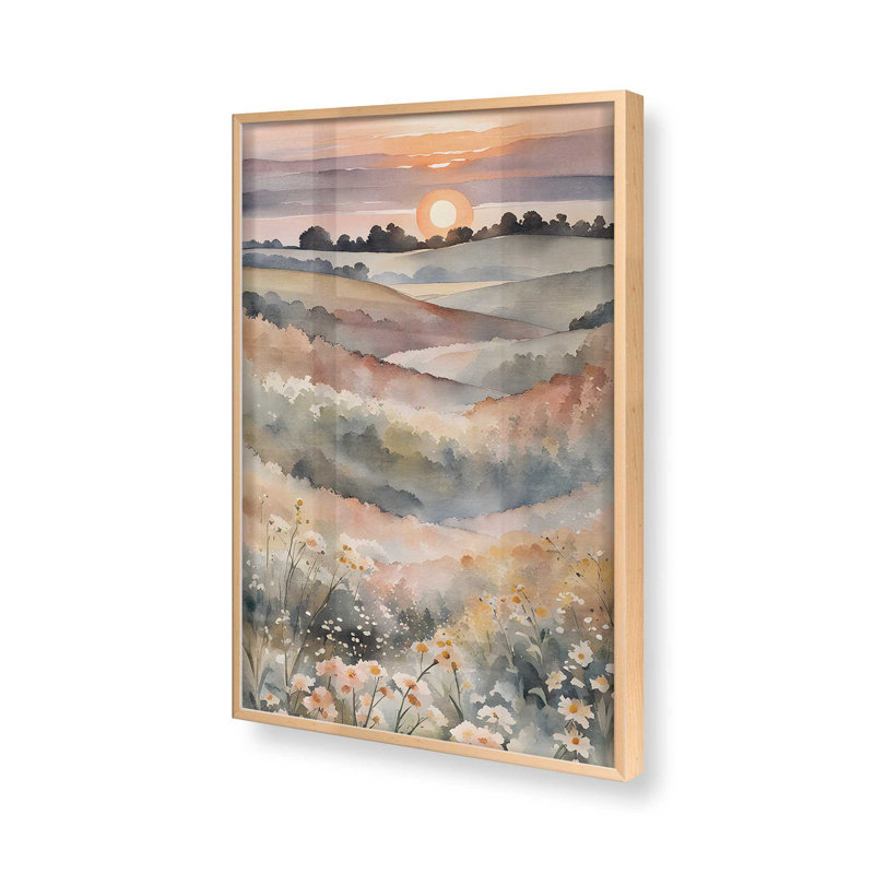Sunset in Blooming Valley I print dans un cadre, H 11 po x l 9 po, Érable brut