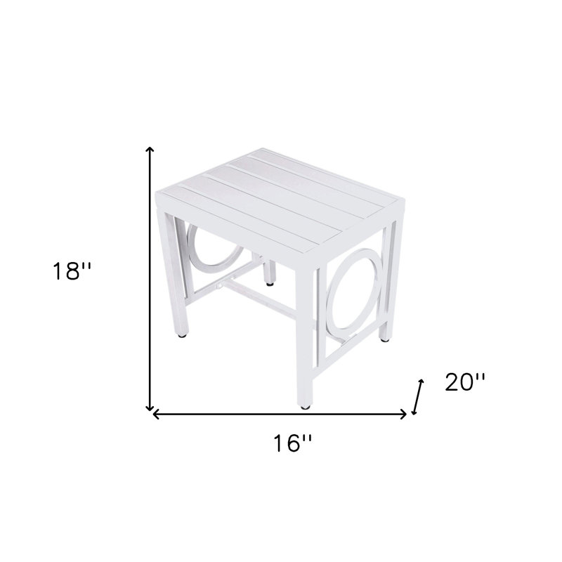 Table d'appoint d'extérieur en aluminium blanc 16 po