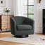 Fauteuil demi-tonneau pivotant en chenille gris avec base en bois massif Applewold-280710437