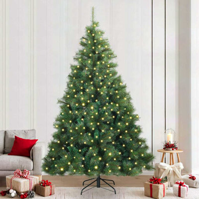 Artificial Christmas Tree with 300 LEDs Green PE and PVC