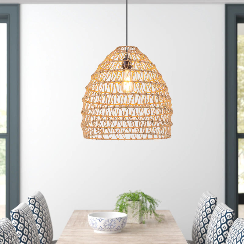 1-light Rattan Dome Single Pendant
