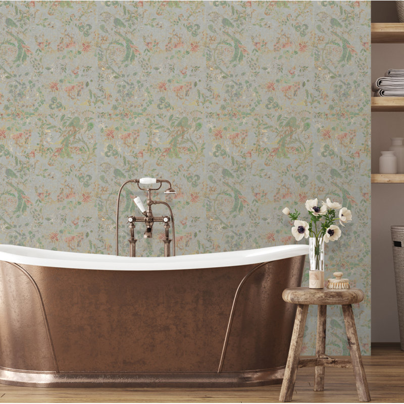 Yuki Osada Floral Wallpaper Double Roll by Yuki Osada, Muted Teal