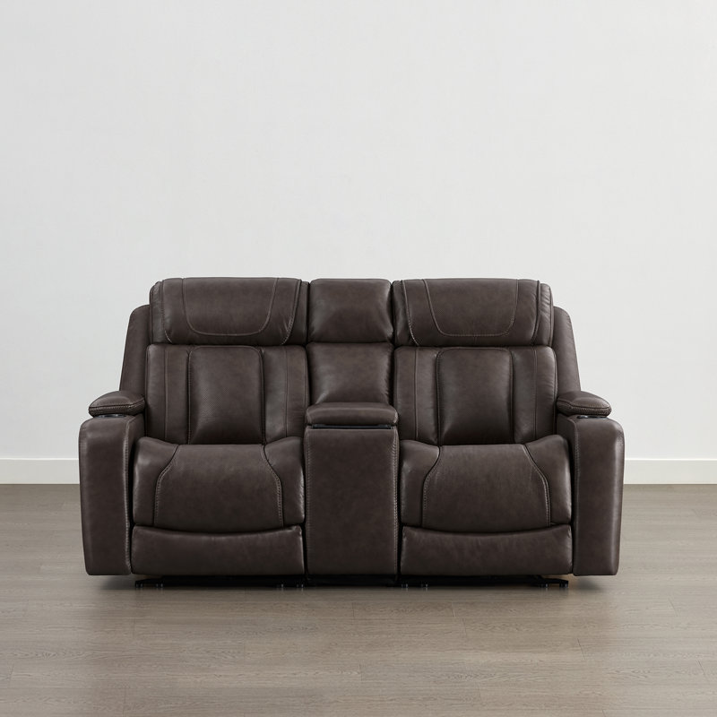 Canapé inclinable électrique de 74,4 po Alburtis avec console, trois moteurs, appui-tête électrique, lombaire électrique et super zéro gravité