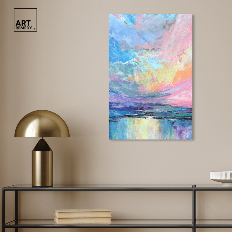 Nature's Colors Abstract Canvas Wall Art in Pastel Hues, 24" x 16"