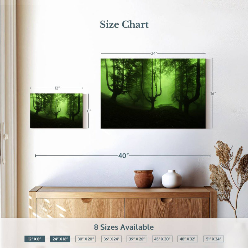 Forêt verte brumeuse, H 16 po x l 24 po