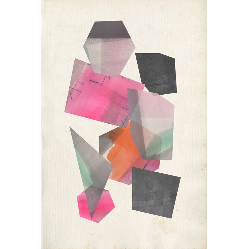 Collaged Shapes II by Jennifer Goldberger - Painting on Canvas, 30cm H x 20cm W, Wrapped Canvas