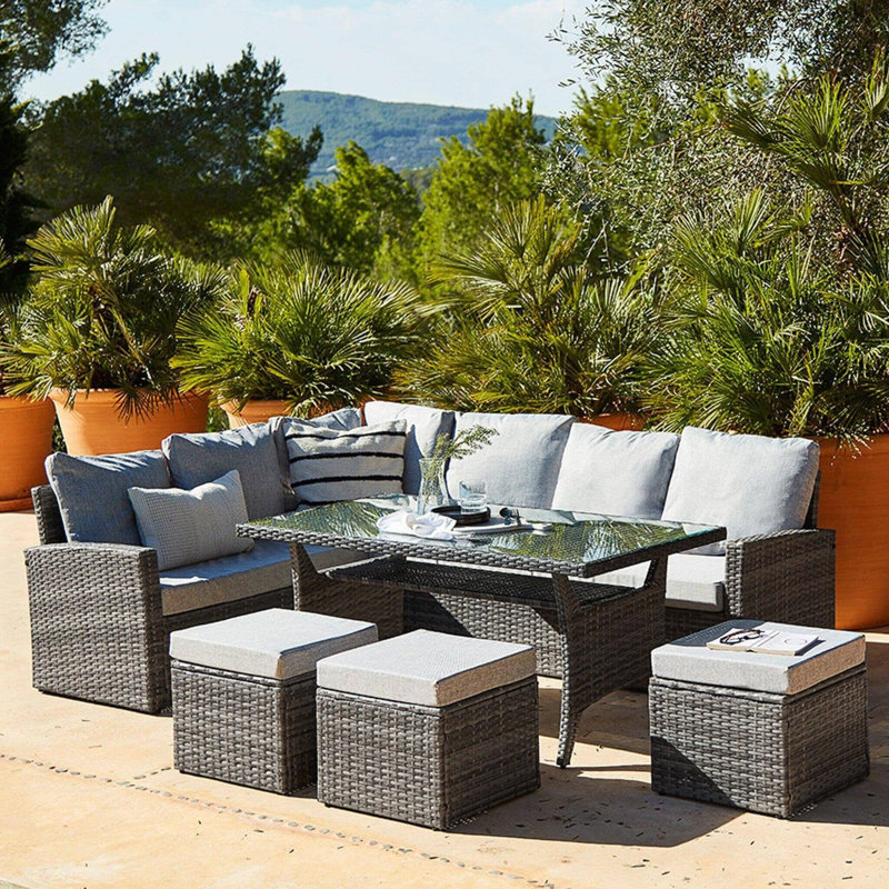 Bernardina 9 - Person Rattan with Cushions, Grey