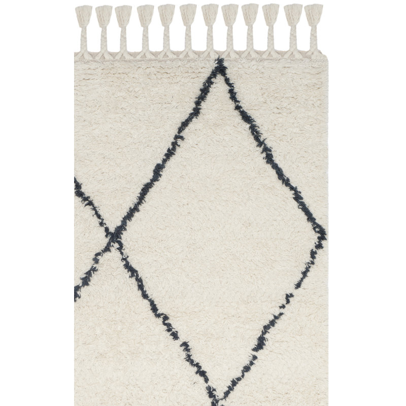 Tapis ivoire / gris en laine touffeté à la main Powell, Tapis de couloir 2 pi 3 po x 8 pi