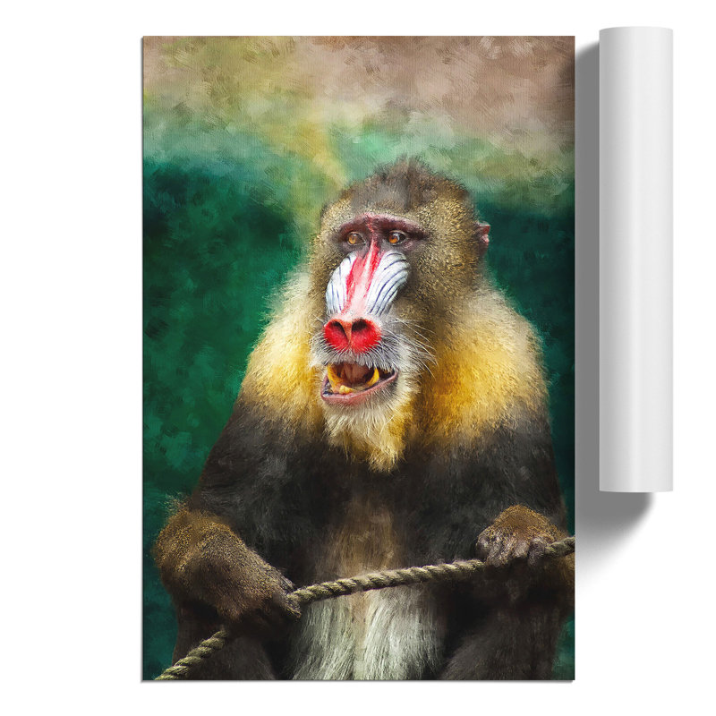 Mandrill Baboon Monkey Painting - Frameless Print, 30cm H x 21cm W x 0.1cm D