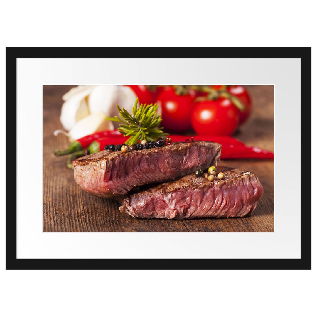 Gerahmtes Poster Saftiges Pfeffer Steak