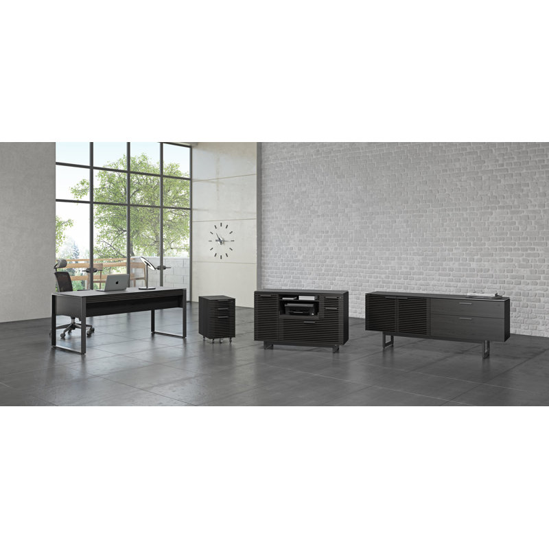 Corridor 3-Drawer 2-Shelf Filing Credenza, Natural Walnut