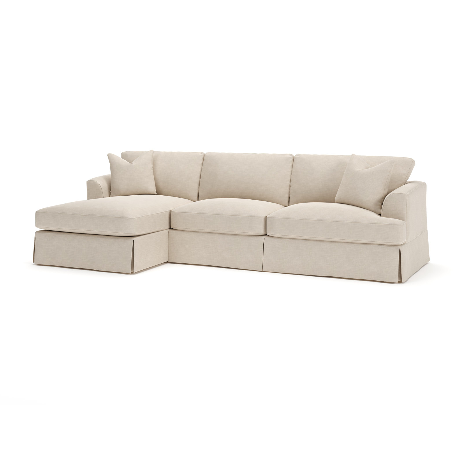 Lucia Chaise Sectional, Conversation Ivory Basketweave, Left Hand Facing