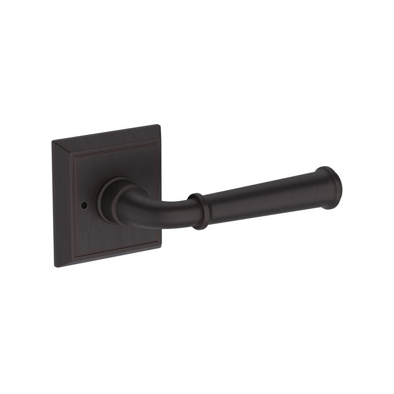 Dunsmoor Privacy Lever with Chamfered Square Rose in Matte Black, Venetian Bronze