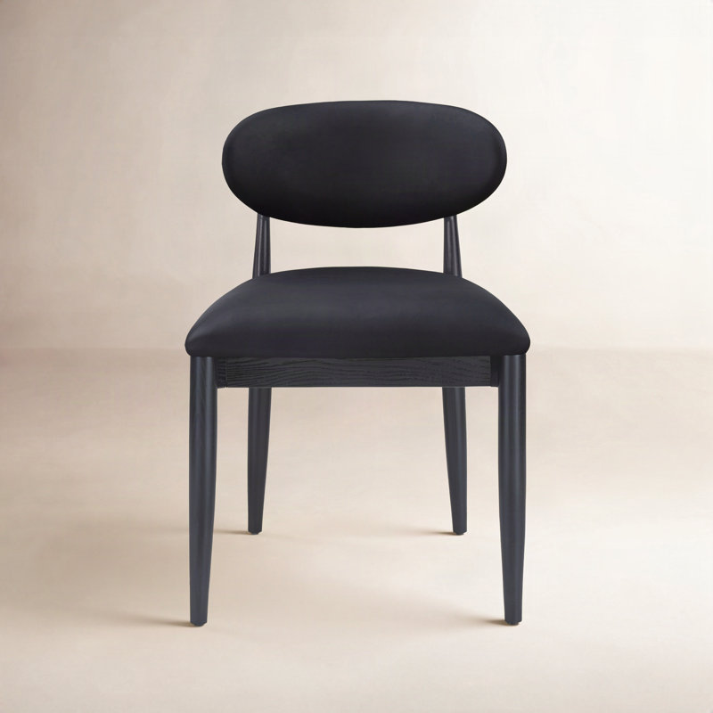 Chaise d'appoint de salle à manger rembourrée en cuir Westerfeld Eligah Vegan, Noir teint / noir thermolaqué, Noir