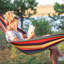 Hamac d'extérieur Duff 114 po extra large, rayures arc-en-ciel multicolores