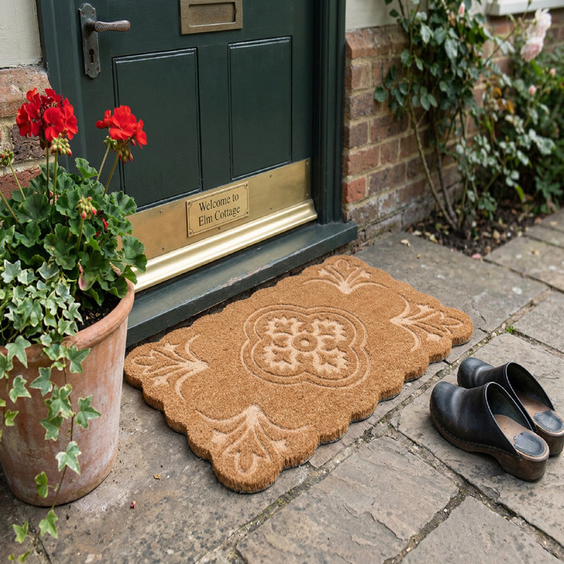 Scallop Shape Etched Coir Door Mat
