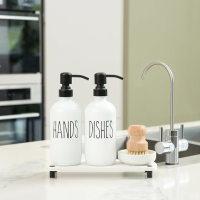 L'ensemble de distributeur de savon est livré avec des pompes en acier inoxydable, un plateau à séchage instantané et une brosse à récurer la vaisselle, convenant aux accessoires de cuisine. 
