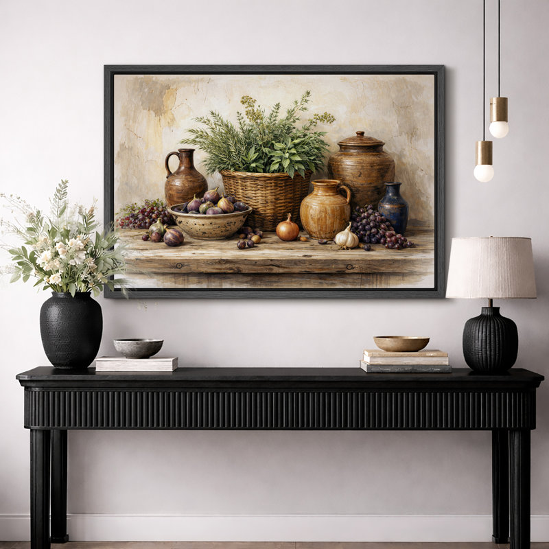 «Rustic Harvest Artwork Farmhouse Kitchen», reproduction d'art sur toile encadrée, H 24 po x l 36 po x P 1,5 po, Cadre noir
