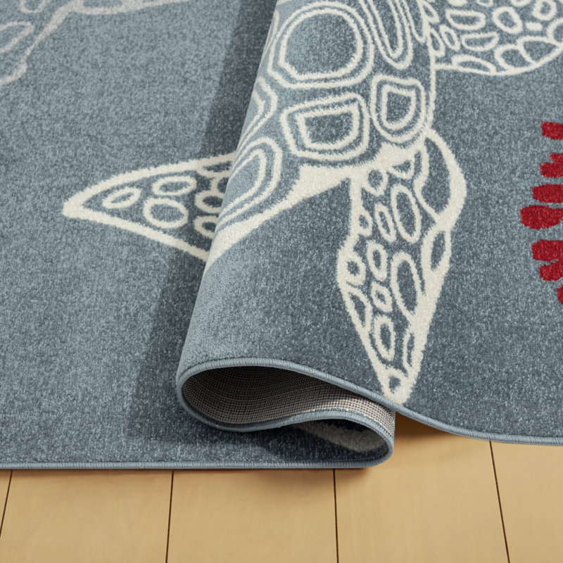 Tapis bleu marine Animal, Rectangle 7 pi 10 po x 10 pi 2 po
