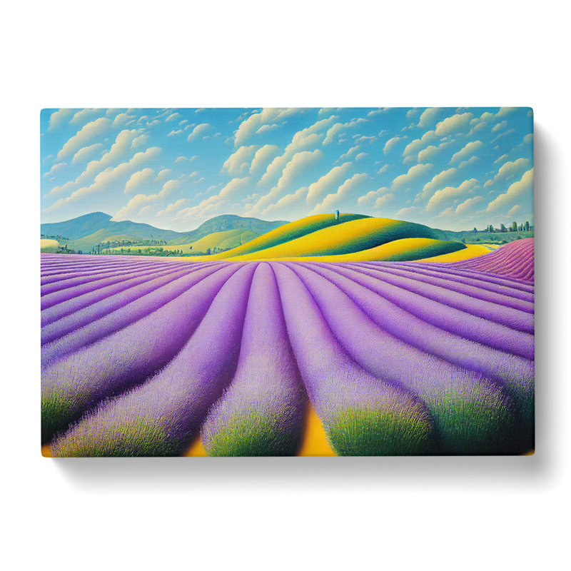 Stimulating Lavender Flower Field - Wrapped Canvas, 40cm H x 60cm W x 3cm D