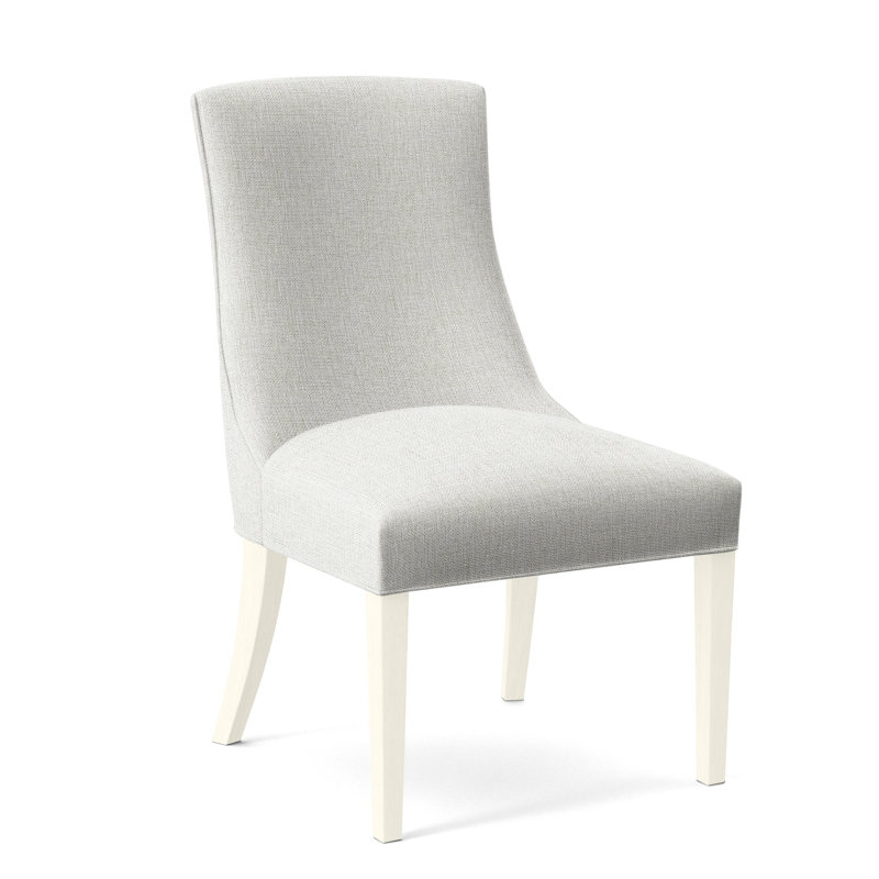 Tuxedo Slipper Dining Chair, Light Blue Performance Fabric; 0851-55, Antique Frost White Finish