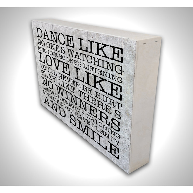 « danse like.... » art textuel sur bois, H 10 po x l 10 po x P 1 po