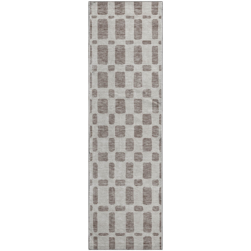 Tapis taupe Prisco lavable à la machine de qualité supérieure, Tapis de couloir 2 pi 3 po x 7 pi 6 po