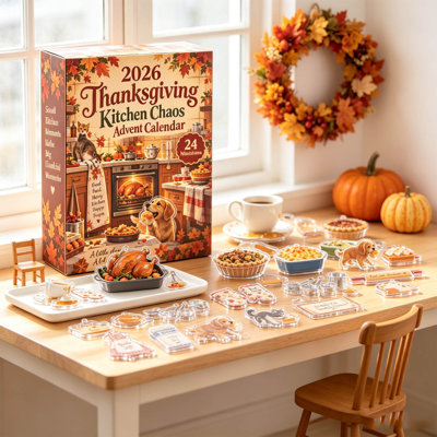 2026 Thanksgiving Kitchen Chaos Advent Calendar – 24Pcs Acrylic Ornaments, 10.2×7.1 In (Multicolor)
