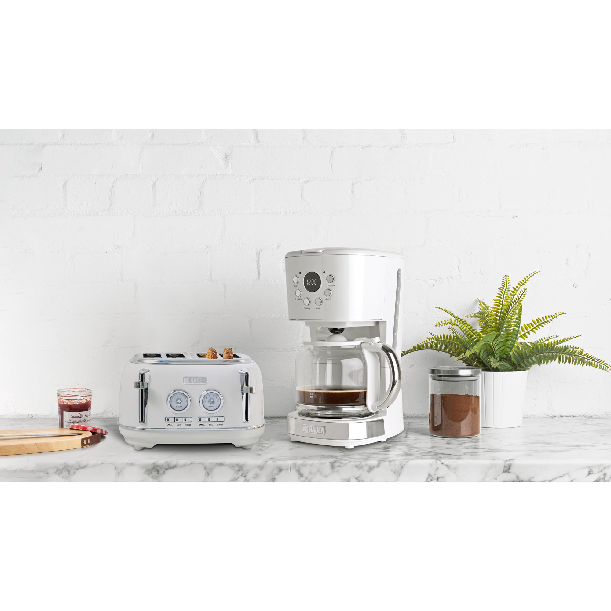 HADEN Dorset 4-Slice Wide Slot Toaster, Ivory