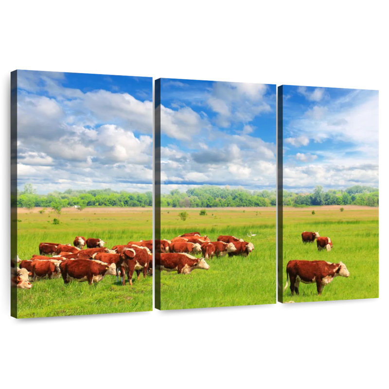 Brampt Grazing Hereford Cows, 20" H x 33" W