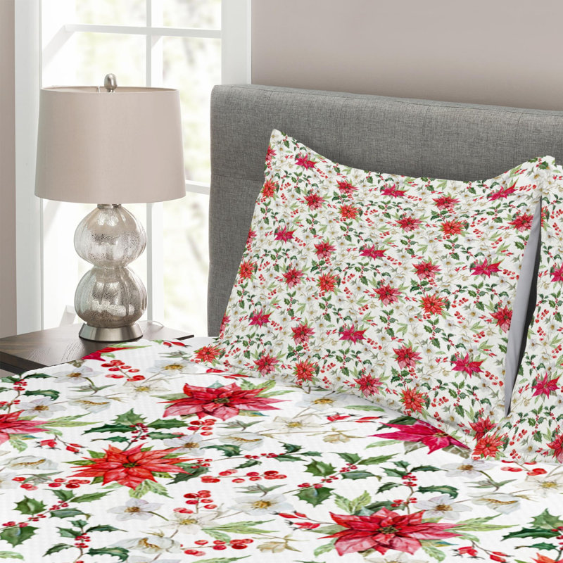 Traditional Polyester Floral Coverlet, King Coverlet + 2 Shams
