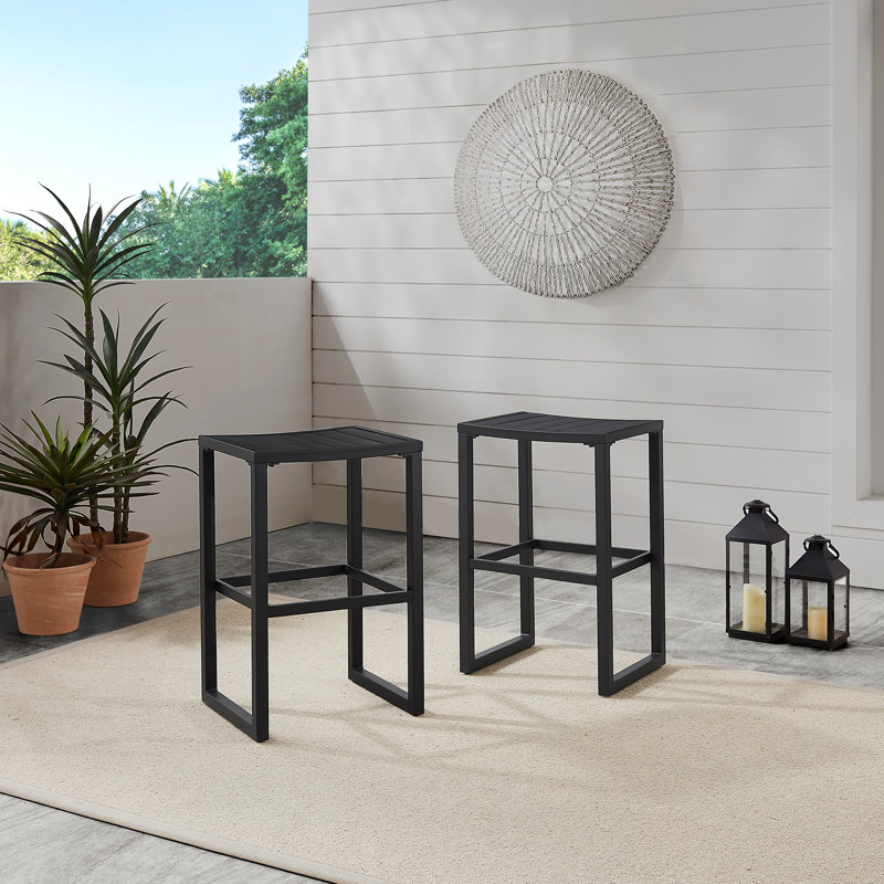 Armando 30" Aluminum Patio Bar Stool, Black