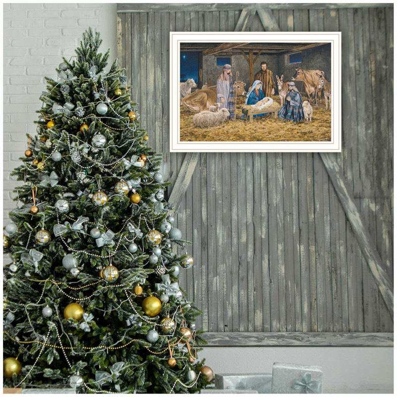 Art mural encadré blanc pour le salon, impression de décoration murale de la Nativité pour la maison
