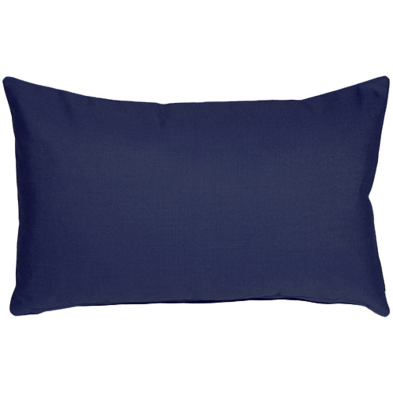 Sunbrella Fabric Solid Color Indoor/Outdoor Patio Garden Polyester Filled Lumbar Throw Pillows, Blue