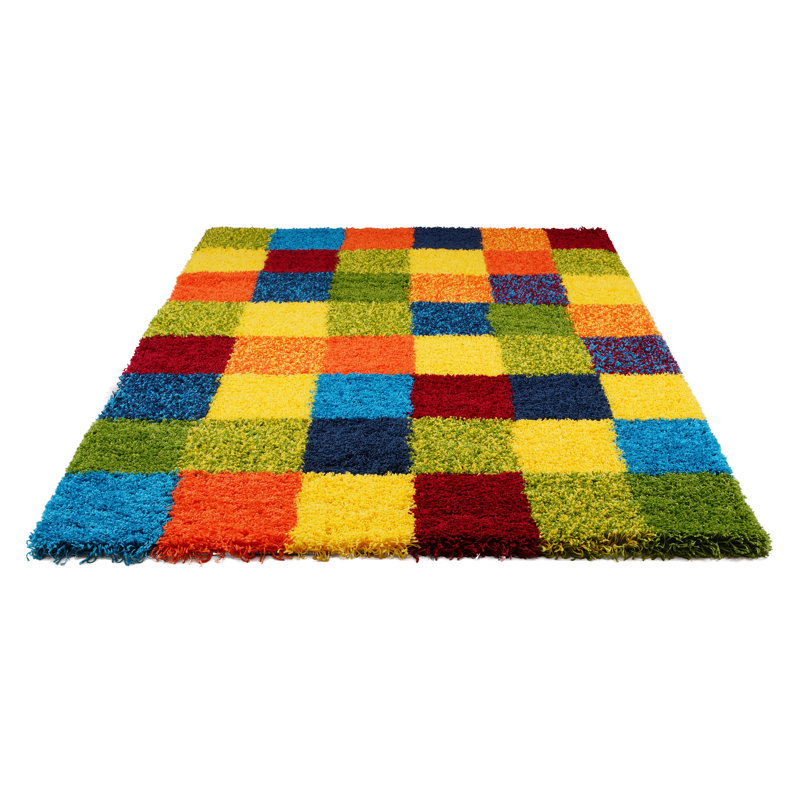 Telemanus Chequered Shag Indoor / Outdoor Area Rug, Rectangle 60 x 110cm
