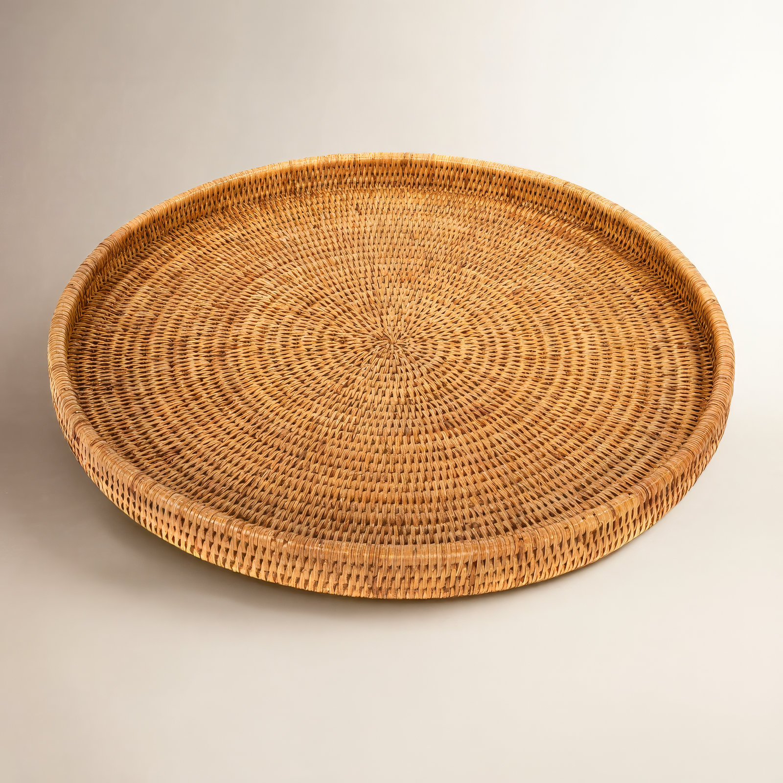 Wicker Decorative Tray, 1" H x 16" W x 16" D, No Bundle, Honey Brown