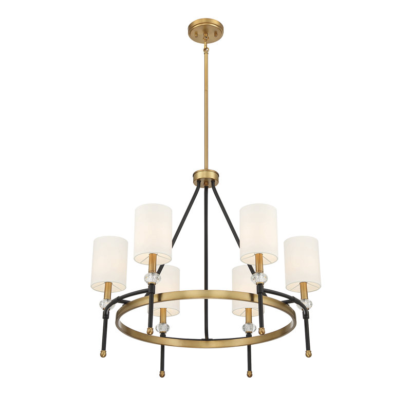 Eginald 6-Light Chandelier In Matte Black With Warm Brass Accents